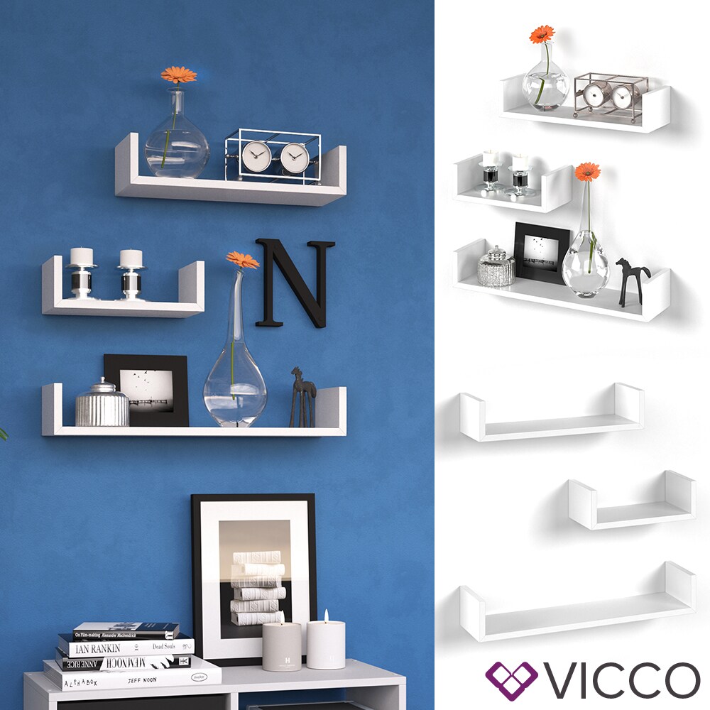 VICCO 3er Set Wandregal Hängeregal Bücherregal Wandboard Trend Regal Weiß