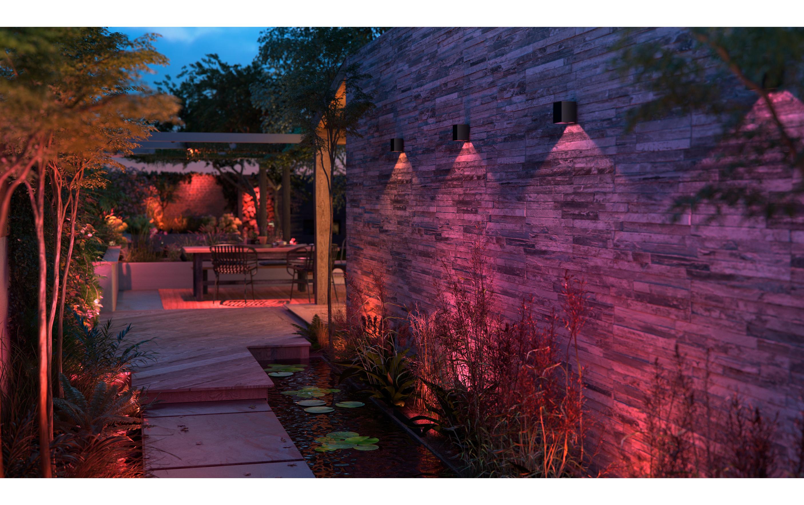White & Color Ambiance Outdoor Resonate Wandl. Schwarz<br>Smarte Deckenleuchte