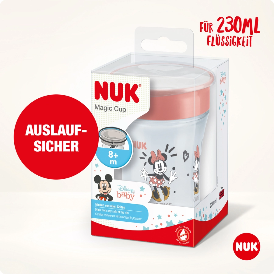 NUK Trinklernbecher Magic Cup Minnie Mouse mit 360°-Trinkrand ab dem 8. Monat, 230 ml rot