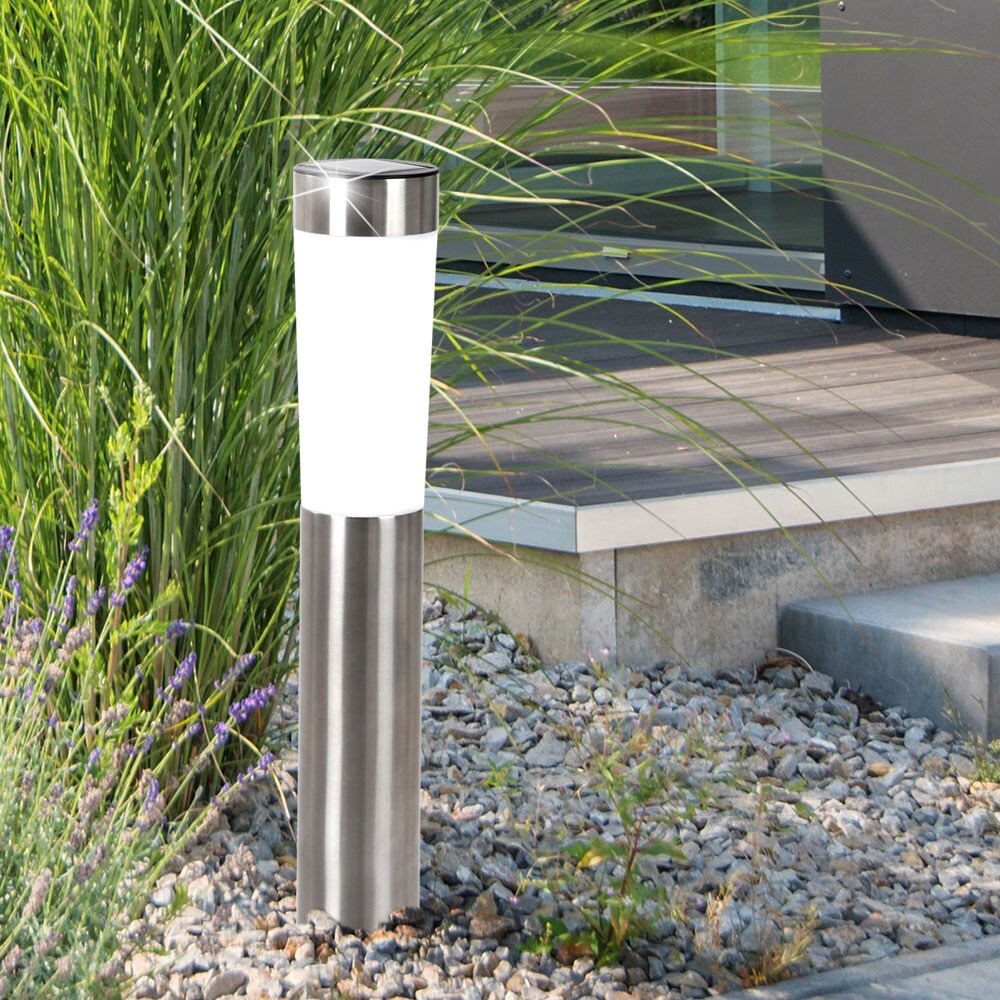 3er Set LED Solarleuchte, Edelstahl, Erdspieß, H 56 cm