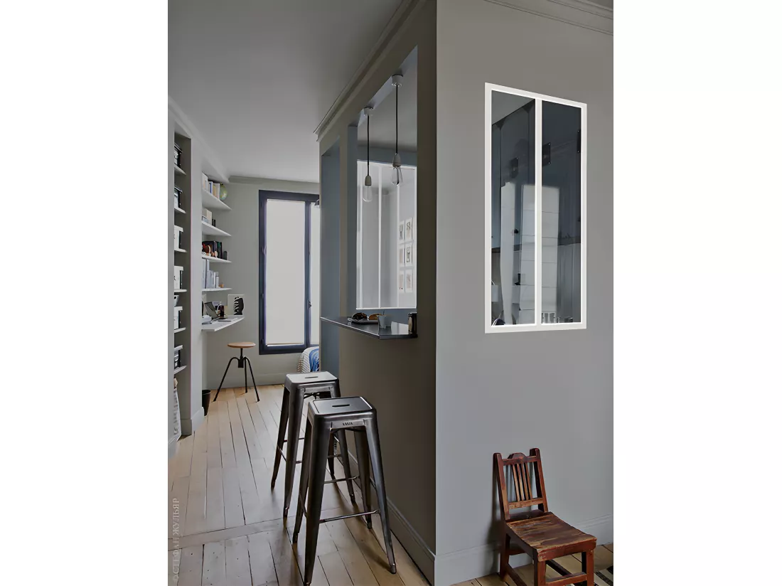Verrière atelier en aluminium thermolaqué - 60x130 cm - Blanc - BAYVIEW