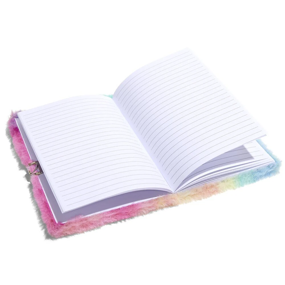 Carnet de note aspect peluche 14,8x21cm - 2 modèles licorne ou arc-en-ciel