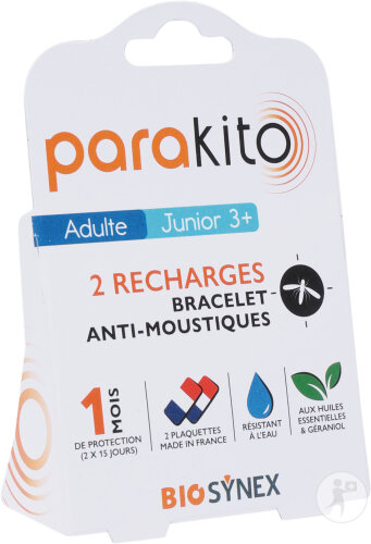 Parakito Recharges Pour Bracelet Anti-Moustique Adulte/Enfant 2 Pièces