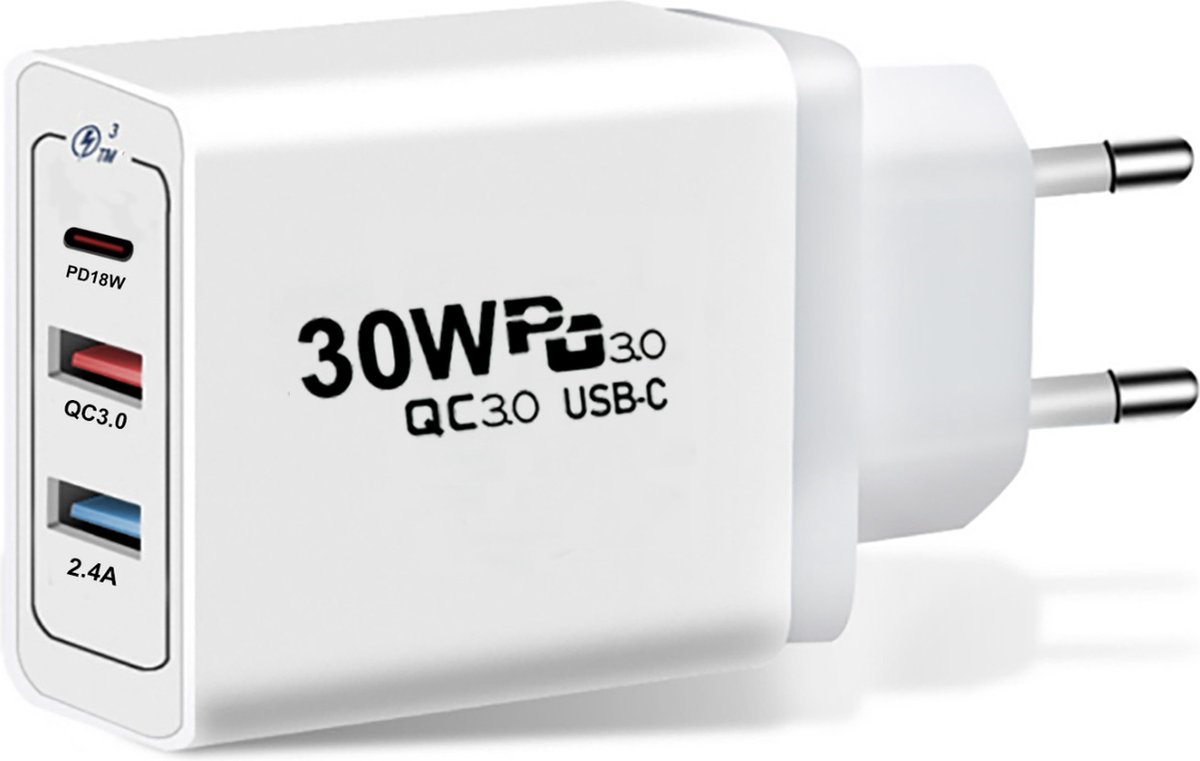 AV Snellader 30W 2 x USB-A 1 x USB-C