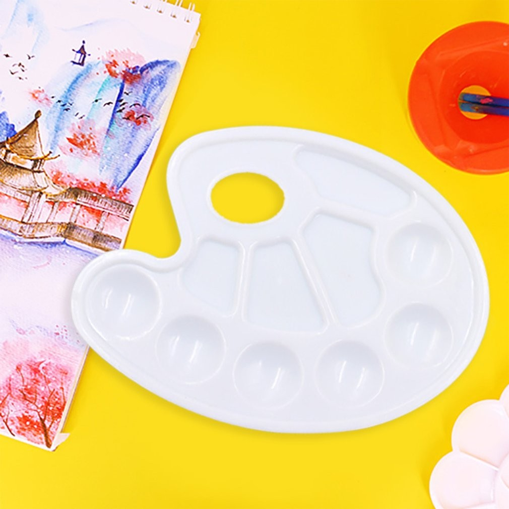 (3er Set) Kunststoff Farb Mischpalette mit Griffloch für Öl / Acryl / Wasserfarbe - Weiss