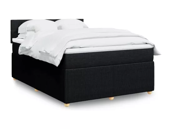 Sommier à lattes de lit avec matelas Noir 140x190 cm Tissu