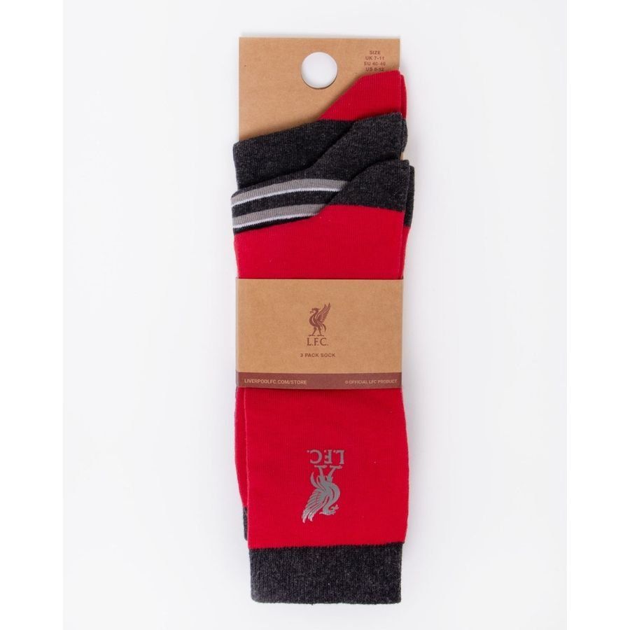 Liverpool Chaussettes Design Pack de 3 - Rouge/Gris