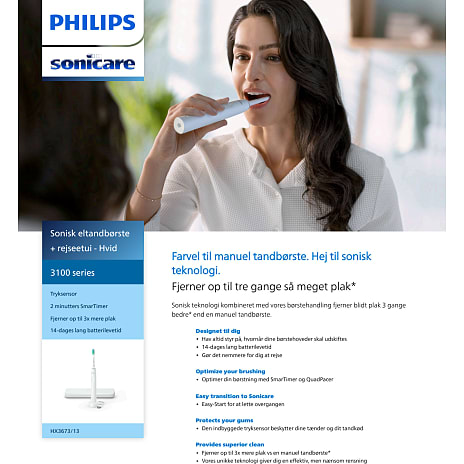 Philips Sonicare Serie 3100 elektrisk tandbørste - hvid