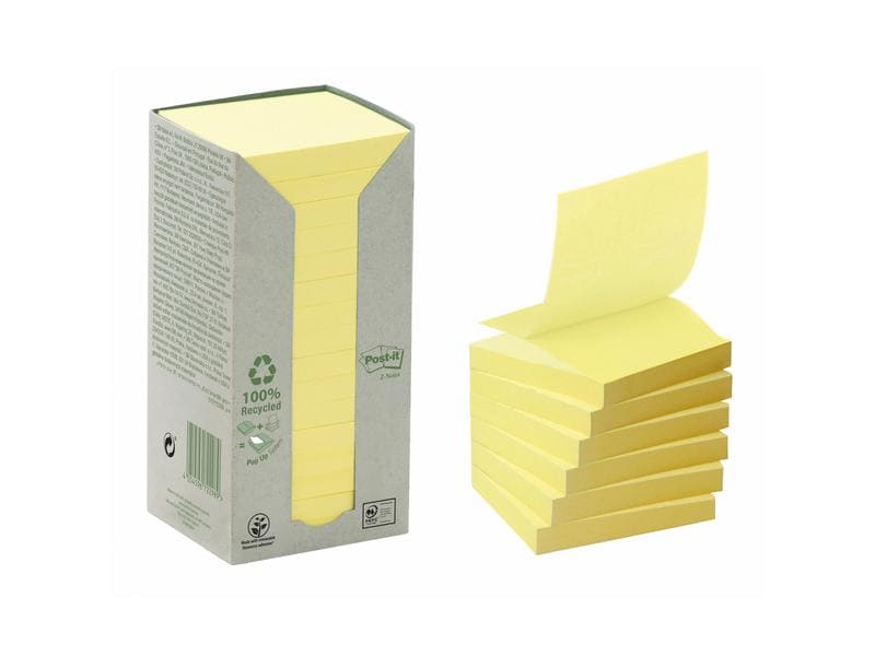 Post-it Notizzettel Recycling Z-Notes 7.6 cm x 7.6 cm Gelb Post-it Green Notes