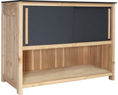 Tuinkast/buitenkeuken Konsta type 603 Douglasspar dressoir/plank schuifdeur 120 x 58 x 92 cm HPL antraciet