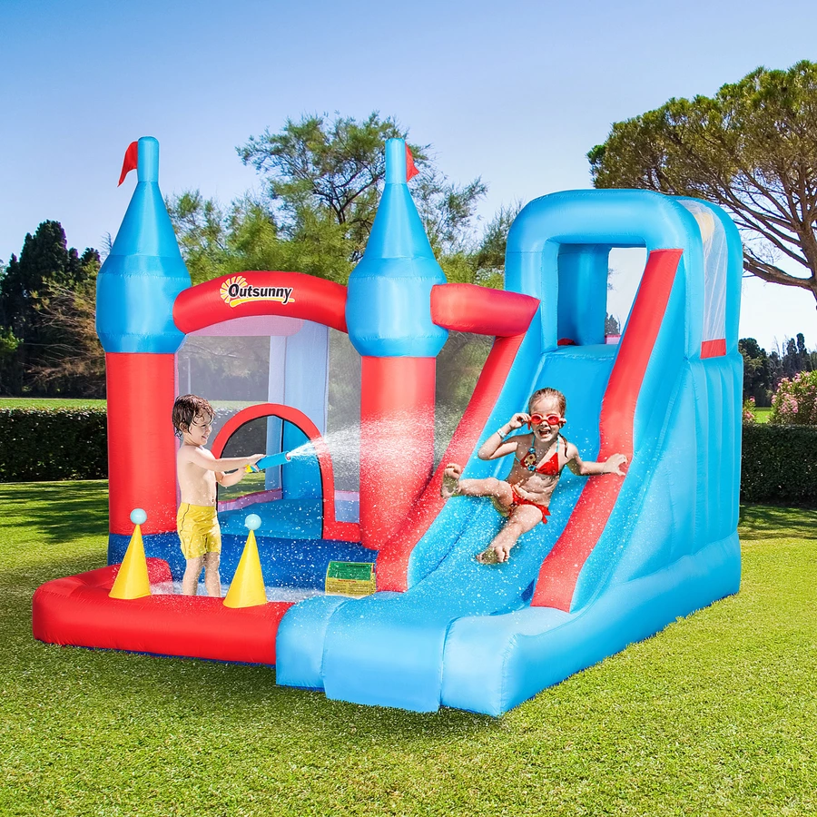 Outsunny Hüpfburg mit Pool bunt