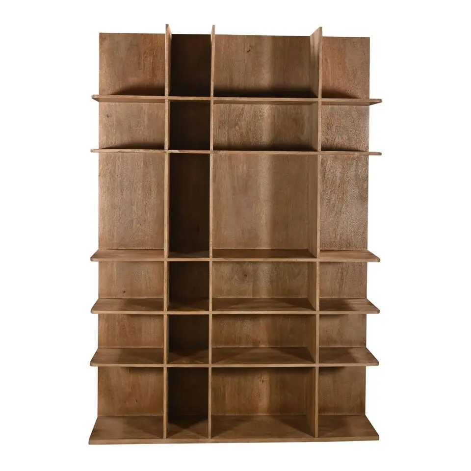 Wandkast Lichtbruin Mangohout - Open - 140x38x200cm - Lumo