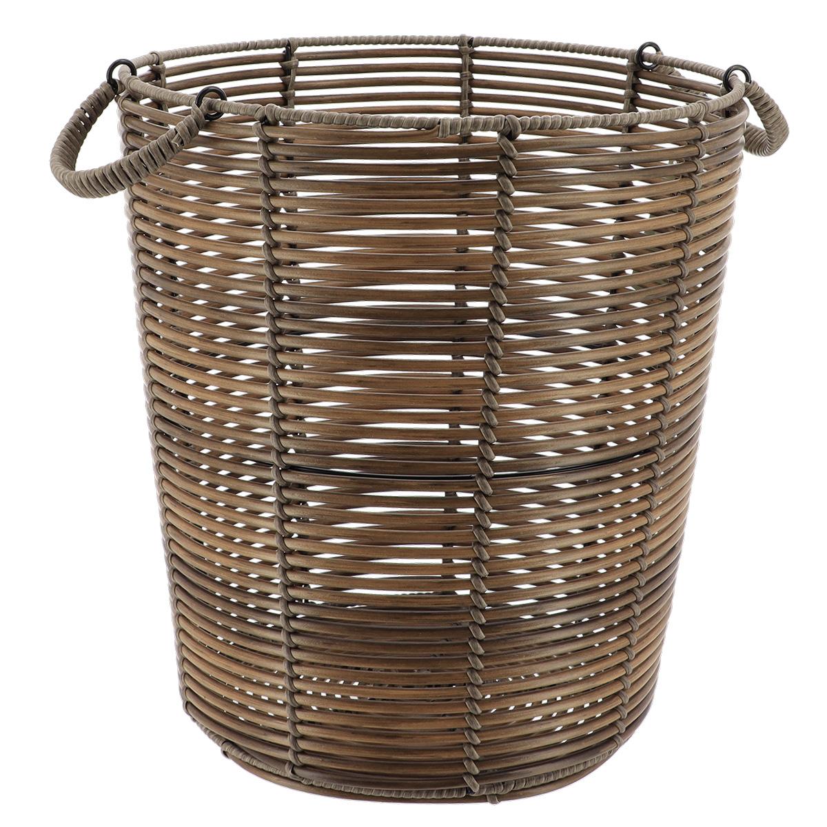 PANIERE A LINGE RECYCLE FACON ROTIN 35X38CM MARRON