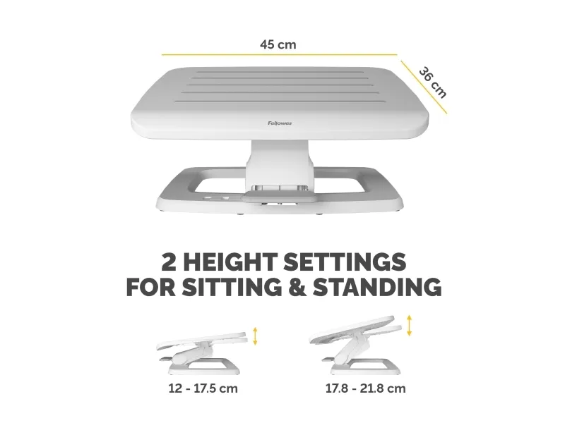 Fellowes Hana LT Footrest White, Hvid, ABS, 45 cm, 35 cm, 450 mm, 360 mm