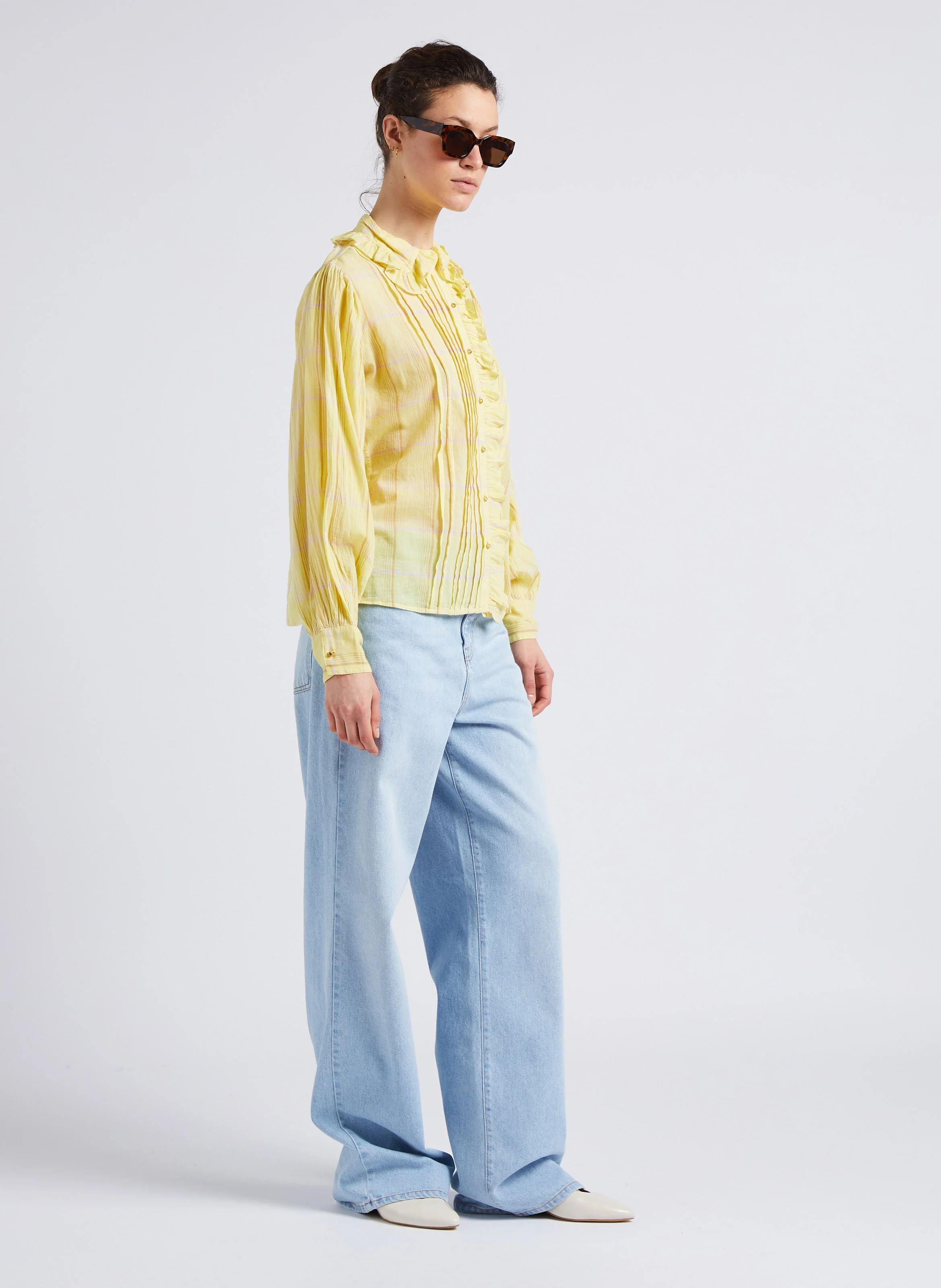 DAWN - Jean large en denim délavé | Bleu