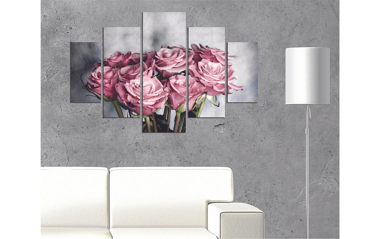 Bild Rosen 5-teilig, 92 x 56 cmDekorative Wandmalerei