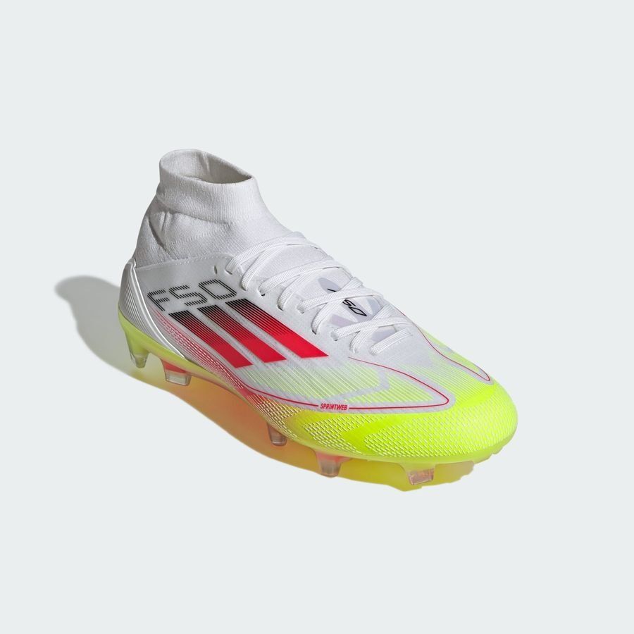 adidas F50 Pro Mid FG Pure Victory - Blanc/Lucid Red/Jaune Femme