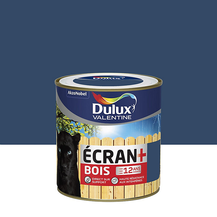 Peinture extérieure bois Ecran+ Bois Dulux Valentine satin marine RAL 5003 0,5L