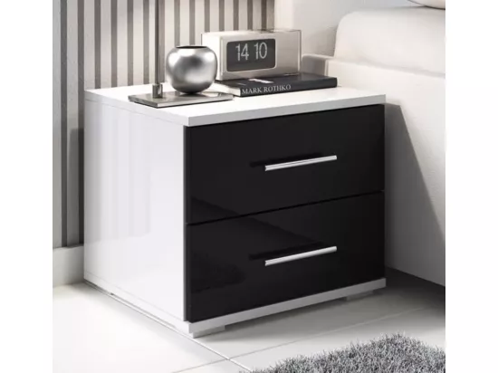 Table de chevet pour Chambre à coucher en Blanc et Noir avec 40x40x35cm Beatriz