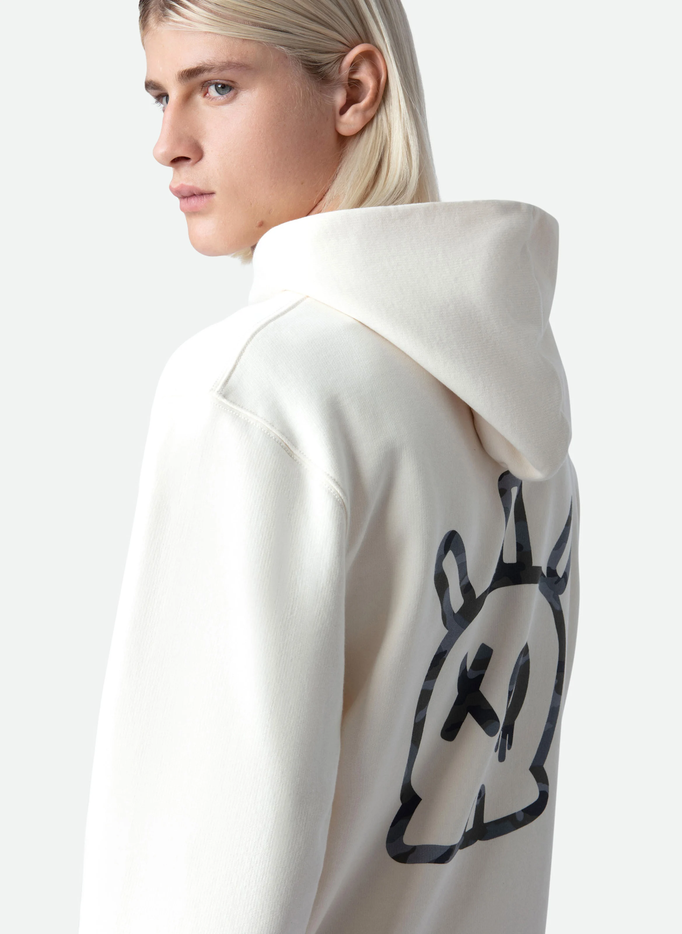 Sweat à capuche en coton imprimé | Blanc