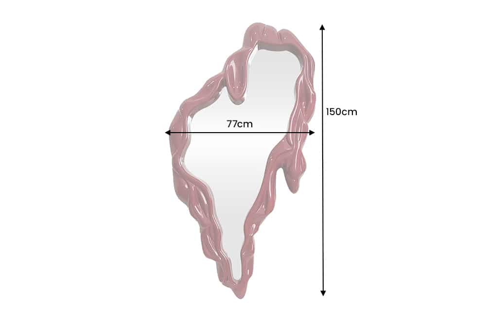 Extravaganter Wandspiegel FLUIDUM 150cm rot vertikale Aufhängung organische Form