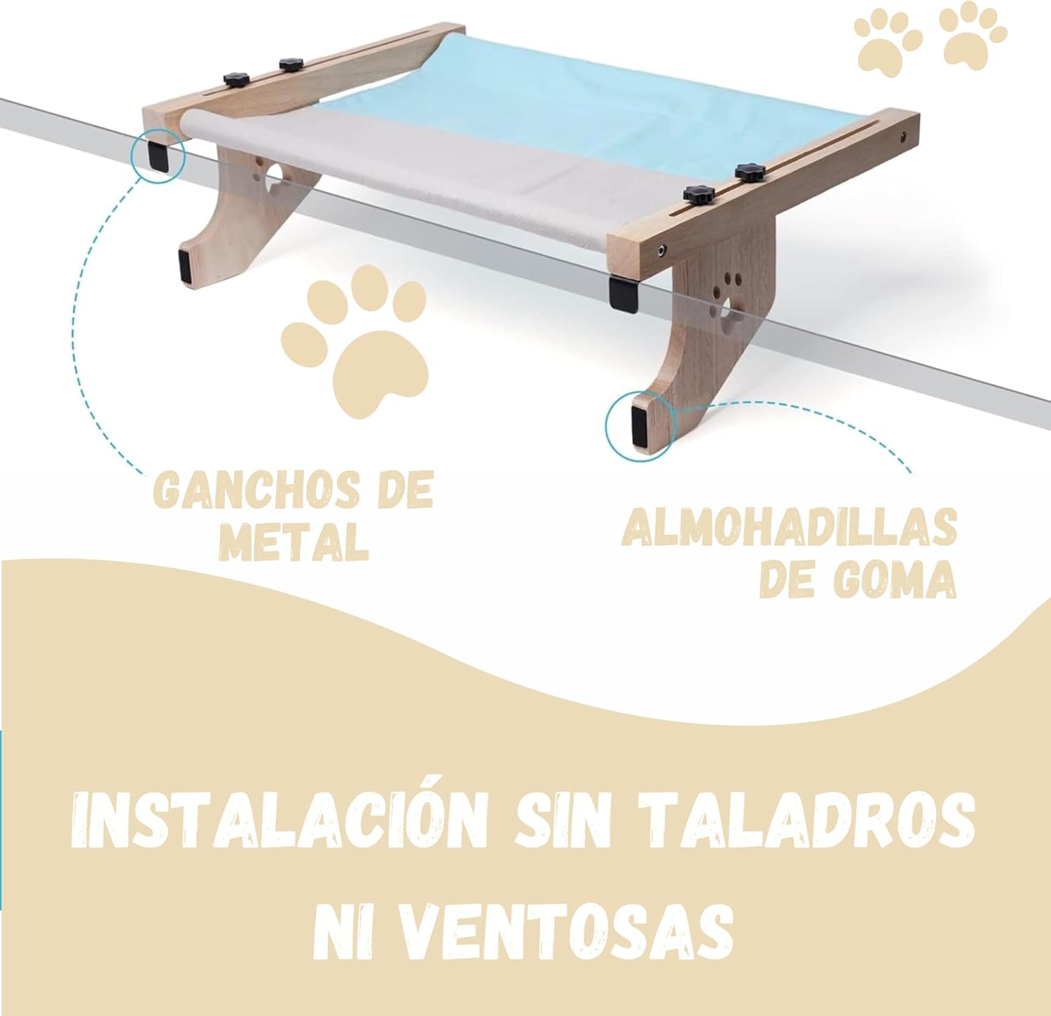 Rede para Gatos THE ATTIC PETS para Janela. Pode ser pendurada com 2 pés ou usada no chão com 4 pés. Cama para Gatos para Radiador. Rede para Gatos para Janela. Cama Grande para Gatos. Cama para Gatos. Cama para Gatos