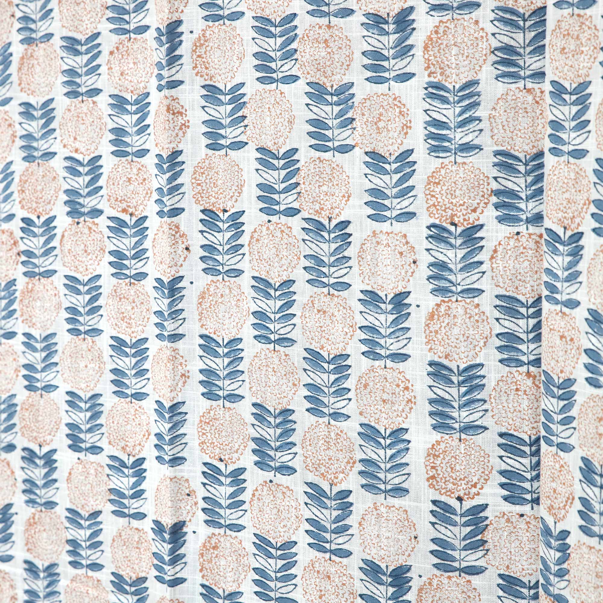 Vorhang mit Blockprint, blau-rot, H 220 cm, B 110 cm von fischer's lagerhaus