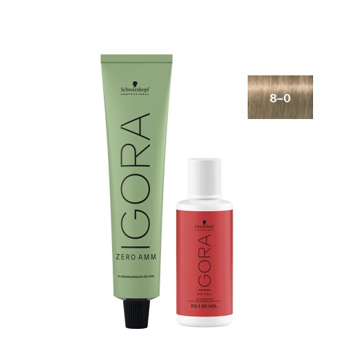 Schwarzkopf Igora Zero AMM 8-0 Louro Claro Natural 60ml   Oxidante 20V