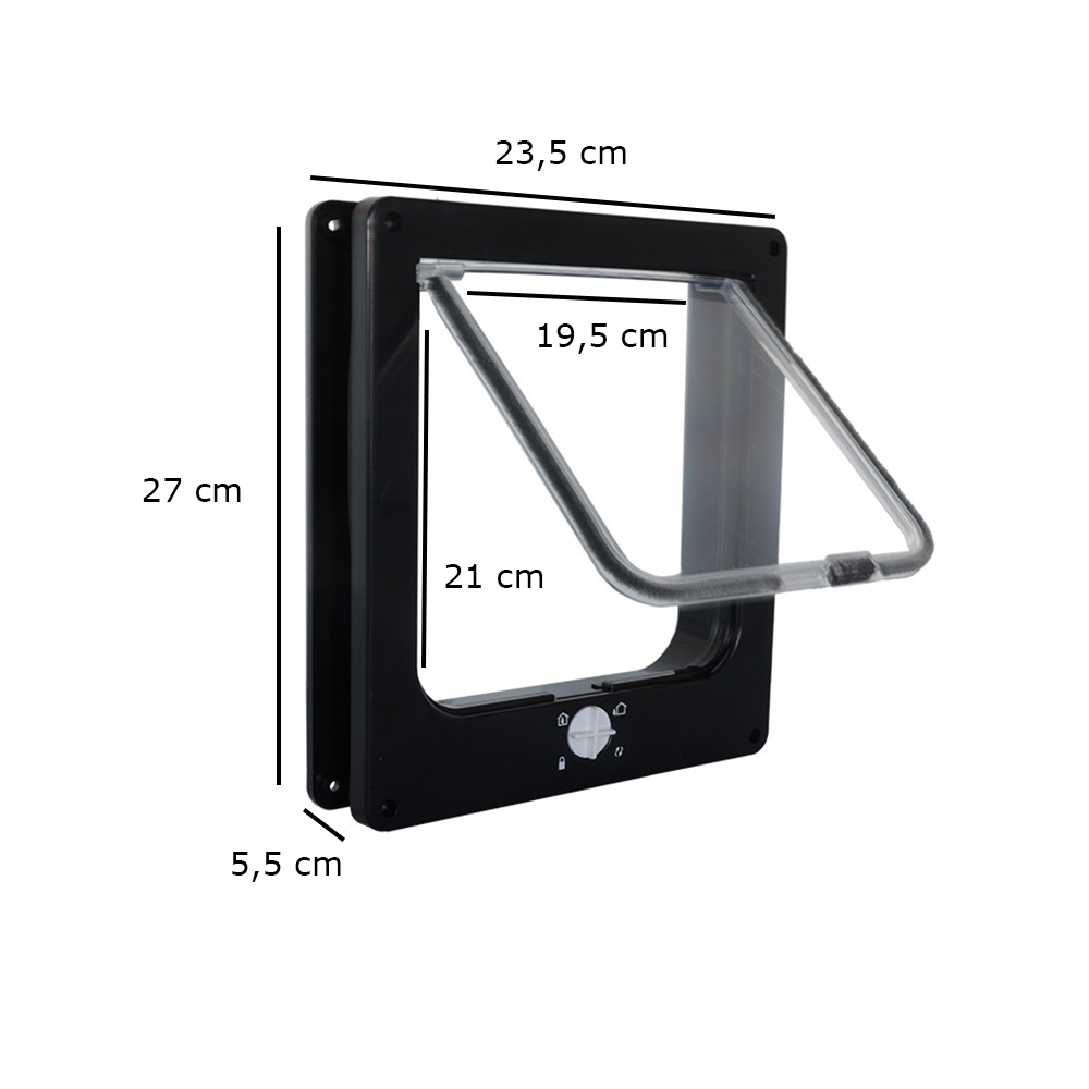 Chatière 23,5x27x5,5 cm - noire - 4 positions de verrouillage