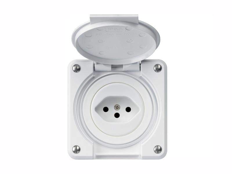 Hager NUP-Steckdosen robusto 1xT13 mit Klappdeckel Unterputz robusto WH36580300C
