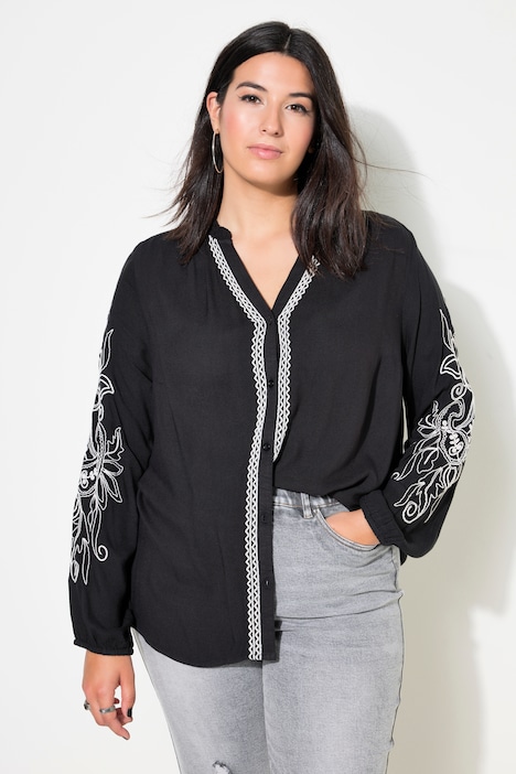 Bluse, Loose Shape, Stickereien,