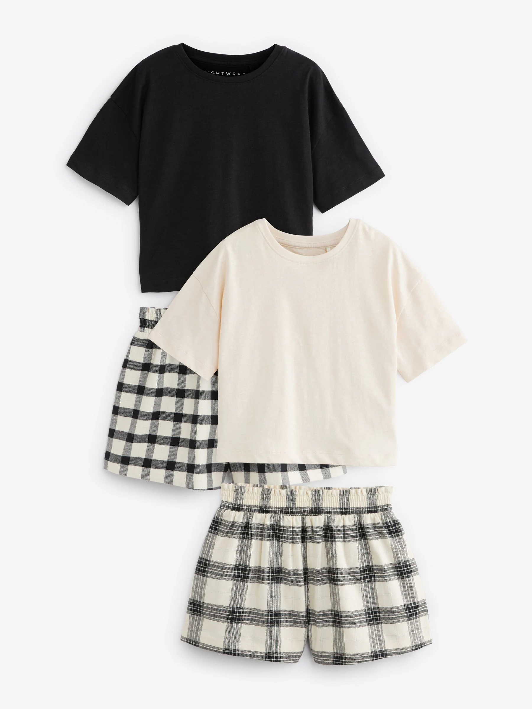 Zwart/wit - Set van 2 pyjama's met geweven broek (3-16jr)