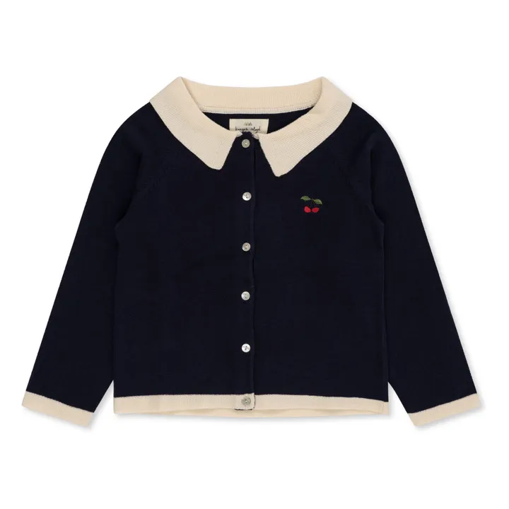 Konges Sløjd Cardigan Col Claudine Tricot Coton Bio Venton | Bleu marine