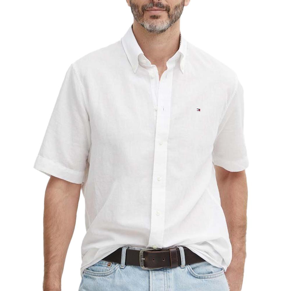 Tommy Hilfiger Chemisette Blanche Homme Tommy Hilfiger Linen Solid