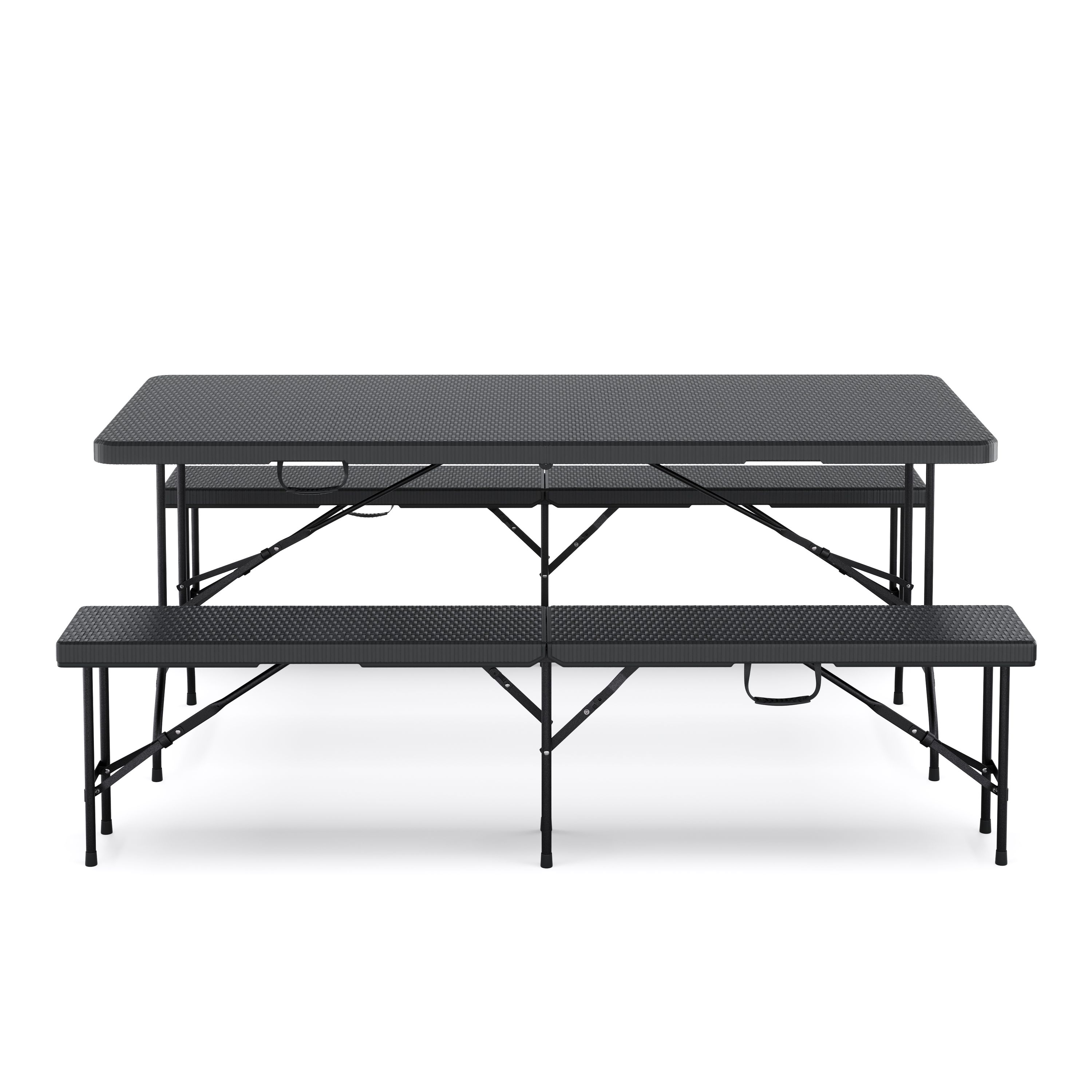 Campingtisch Garnitur klappbar 180 cm Rattanoptik