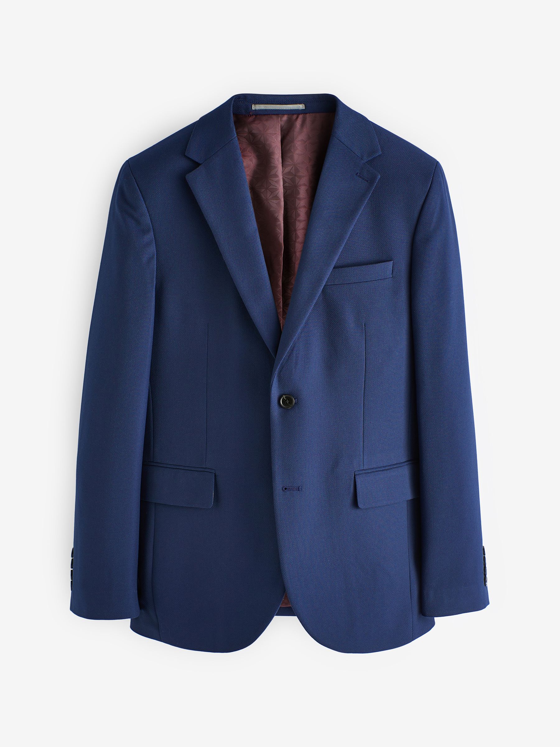 Helderblauw - Slim Fit - Kostuum met textuur: colbert