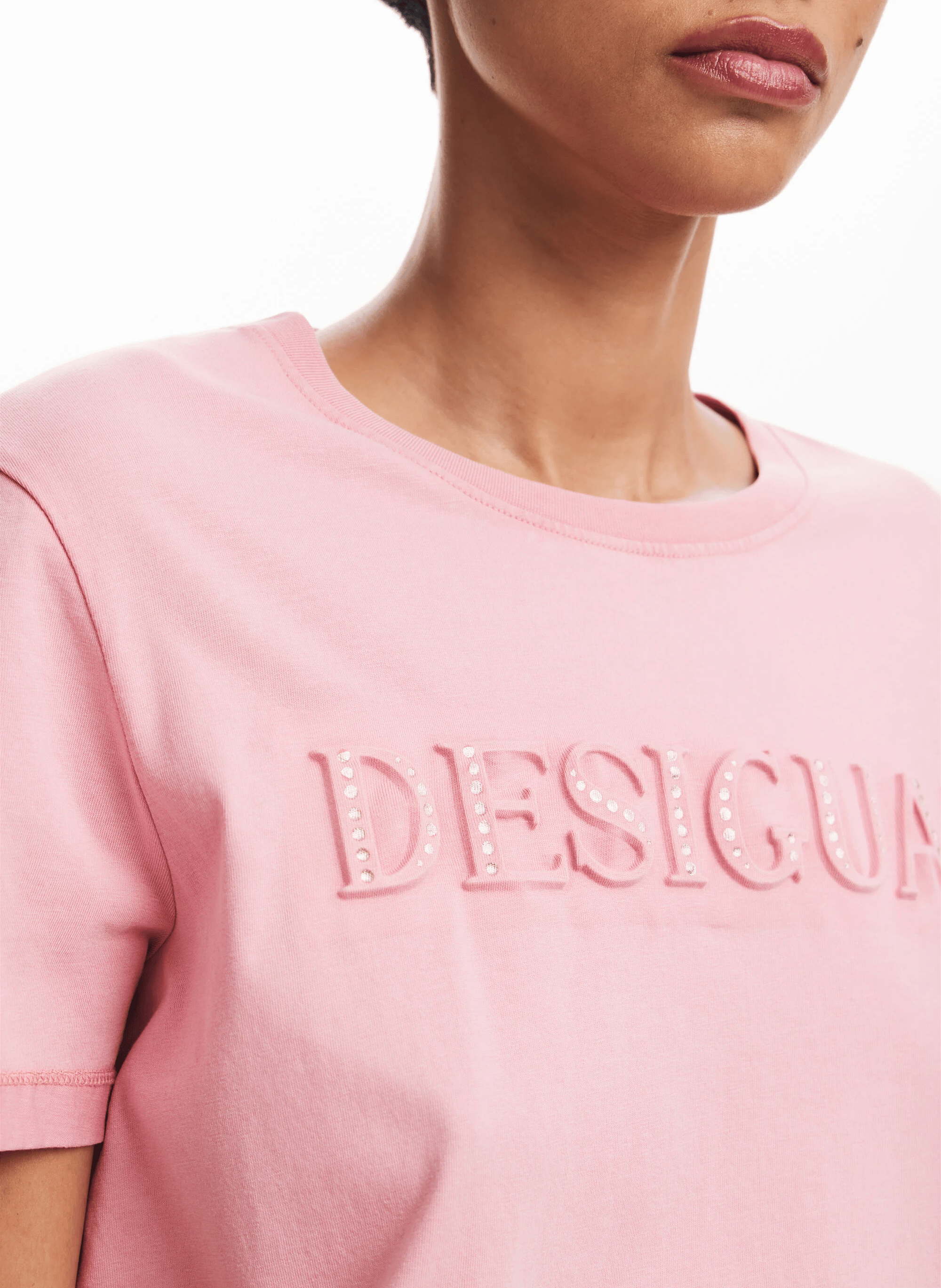 Tee-shirt droit col rond en coton | Rouge