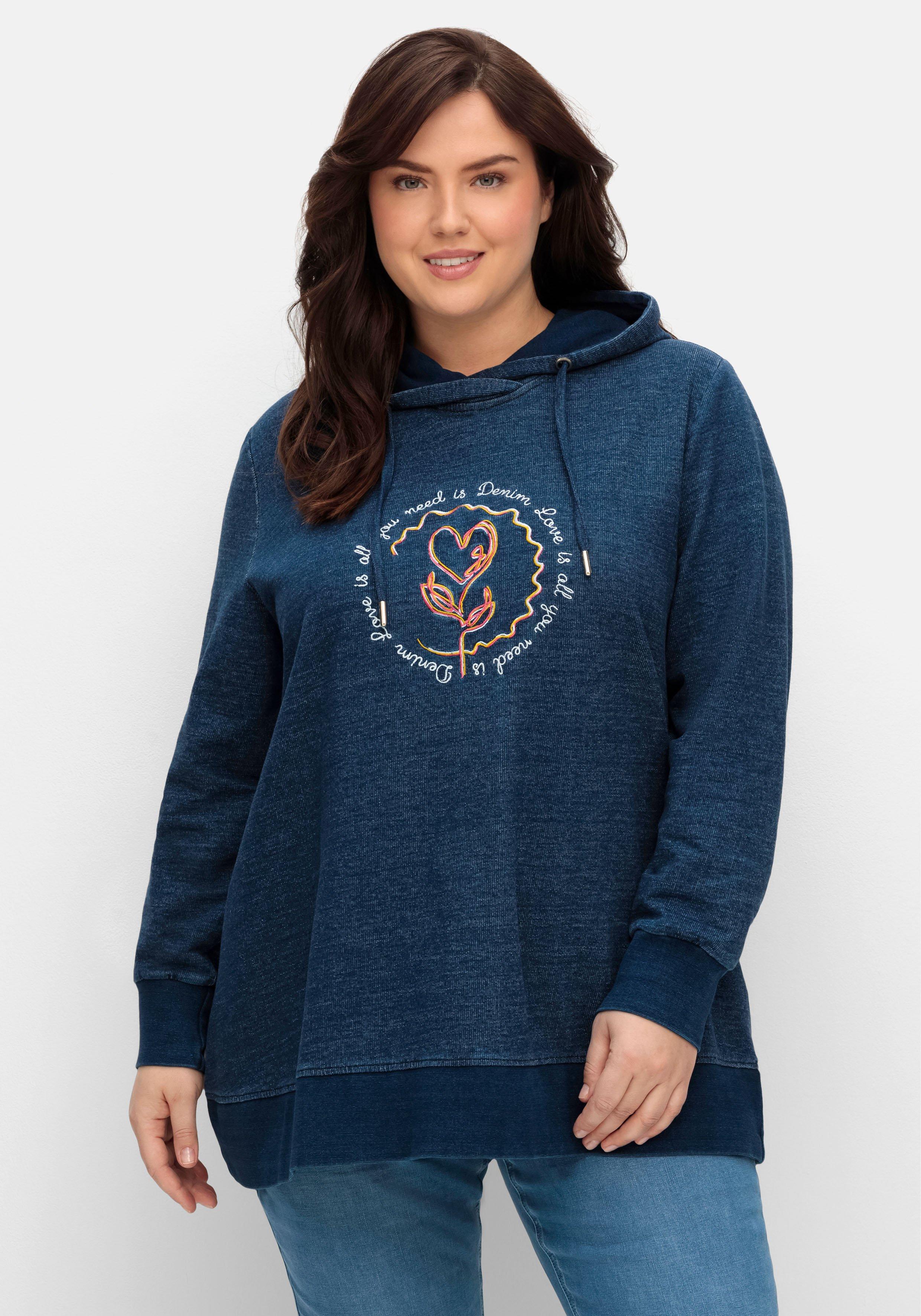 Sweatshirt in Denimoptik, mit Frontstickerei