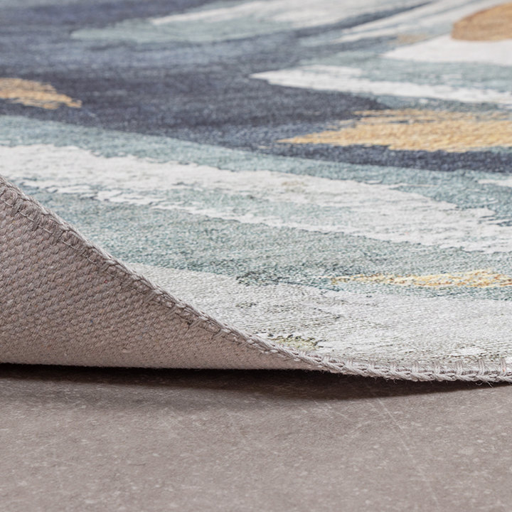 Modern vloerkleed - Strong Brush Blauw/Geel | Stijlvol
