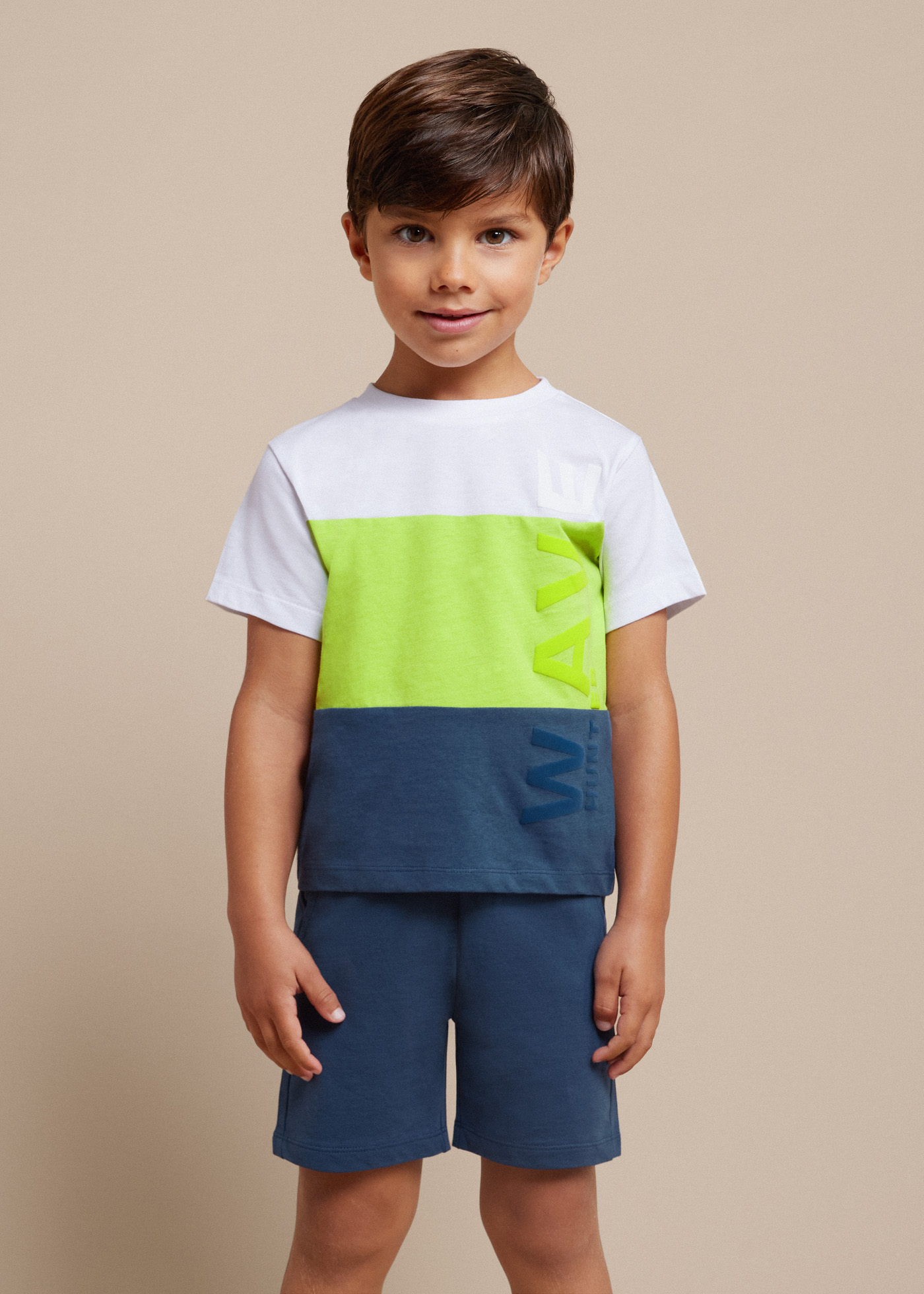Conjunto de duas peças Better Cotton com blocos de cores para meninos, cor melancia.