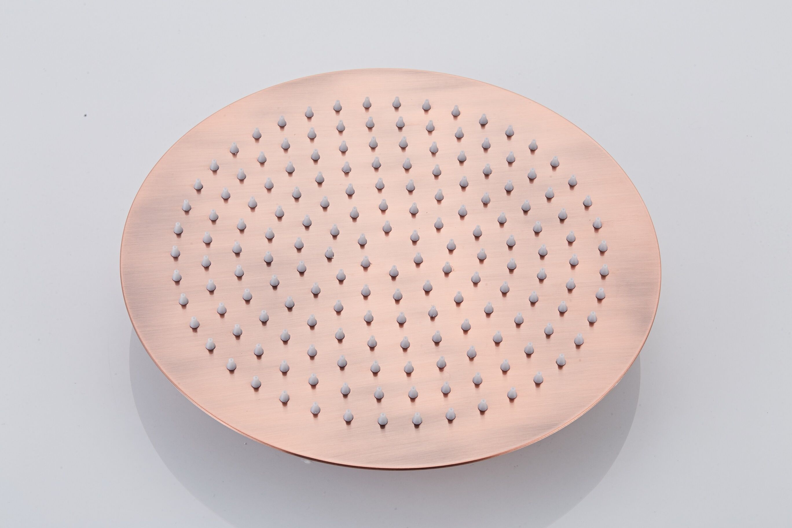 Saniclear Copper Curved inbouw regendouche 30cm met vierkante massagejets en plafondarm geborsteld koper