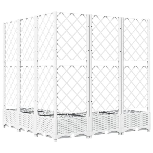 vidaXL Plantekasse med espalier hvit 120x120x121,5 cm PP