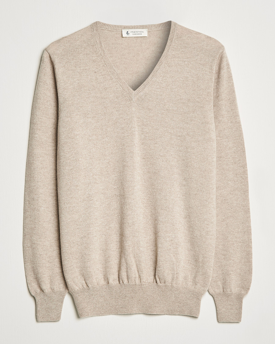 Piacenza Cashmere Cashmere V Neck Sweater Beige