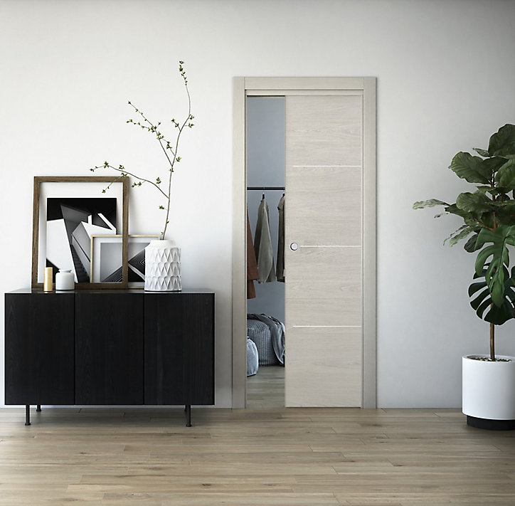Porte coulissante Triaconta grigio H.204 x l.93 cm