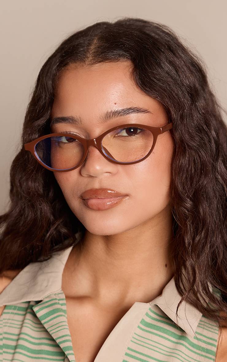 Chocolat Lunettes De Lecture Ovales Fines Anti-lumière Bleue
