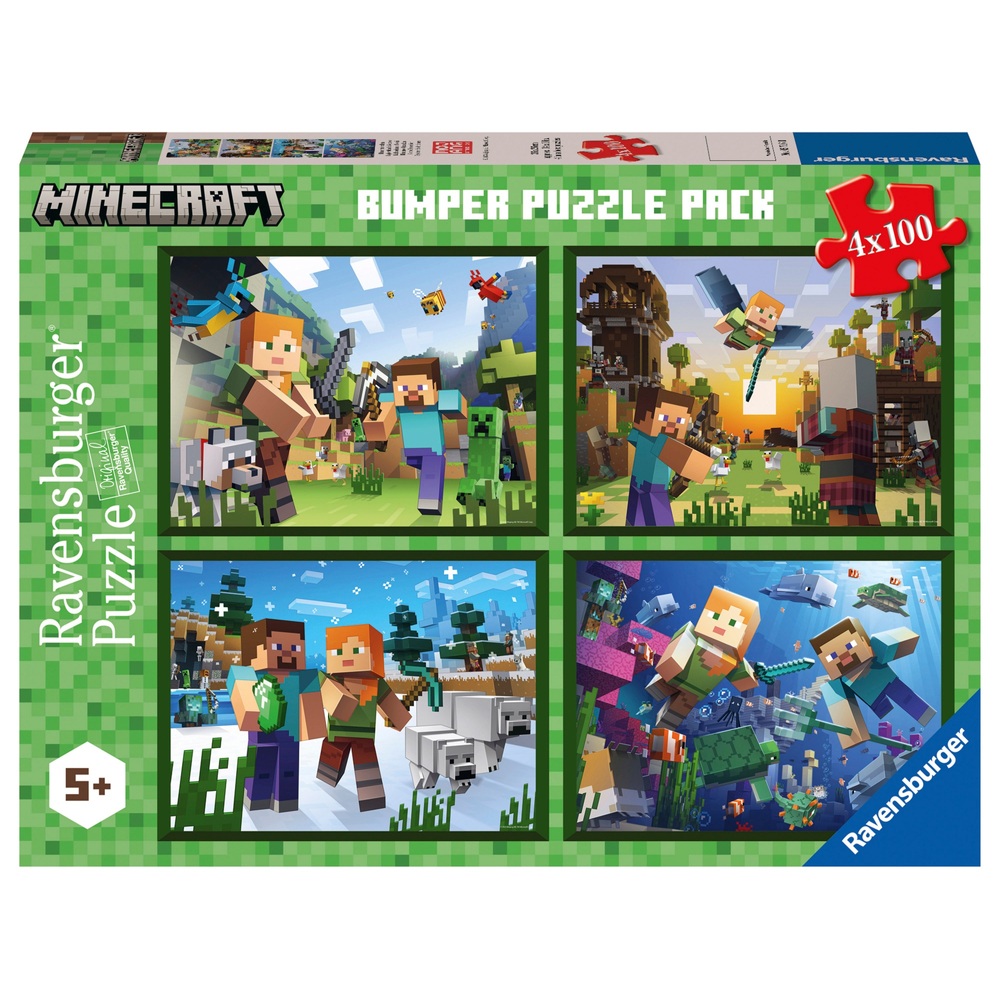 Ravensburger Minecraft 4 x 100-teiliges Bumper-Pack-Puzzle