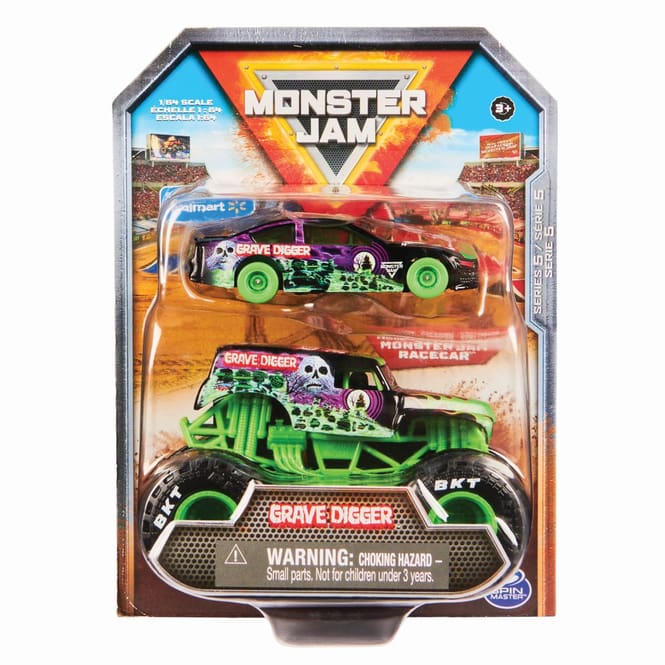Monster Jam - Monstertruck und Rennauto - 1 Stück
