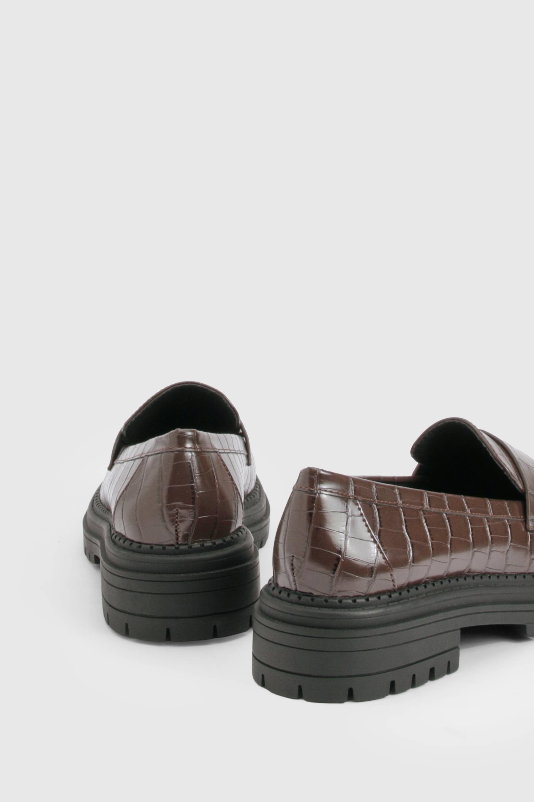 boohoo Mocassins à Détail Sangle Effet Croco Épais