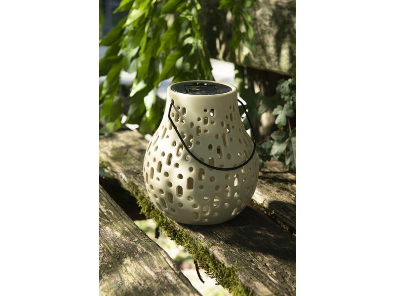 STT Solar Ceramic Lamp Beige Dekolicht zum Aufstellen oder Aufhängen