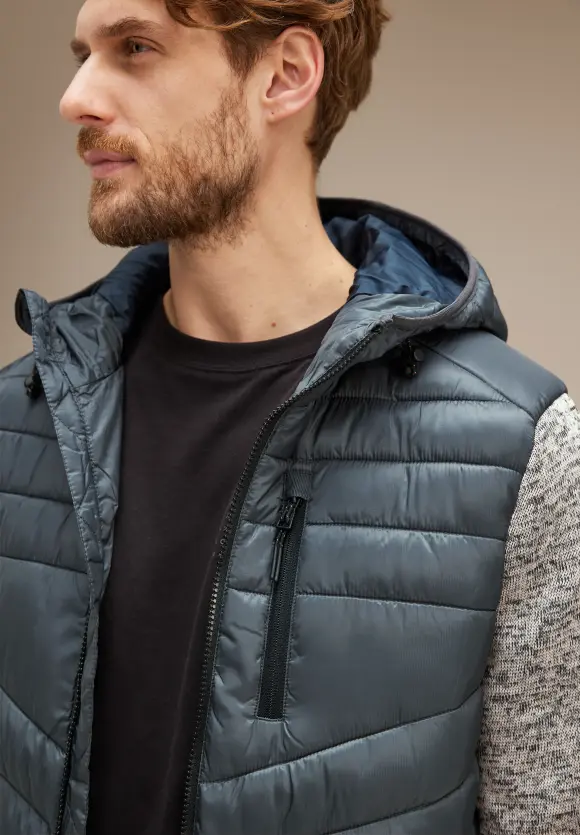 Jacke im Materialmix - slate grey
